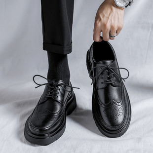 Leather Shoes Men's Casual Shoes Summer Brock Carved Thick-soled British Style Business Dress Shoes 5588-R