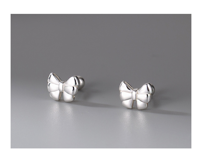 Simple Style Bow Knot Silver Plating Ear Studs 1 Pair