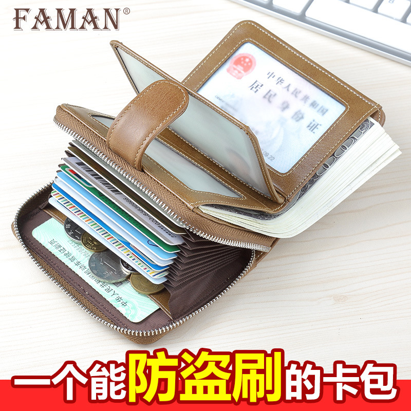 Bolso Fimanka Bolso de licencia de conducir de cuero para hombre Bolso de tarjeta todo en uno Bolso de tarjeta Cartera de múltiples asientos de tarjeta de gran capacidad Bolso de identificación