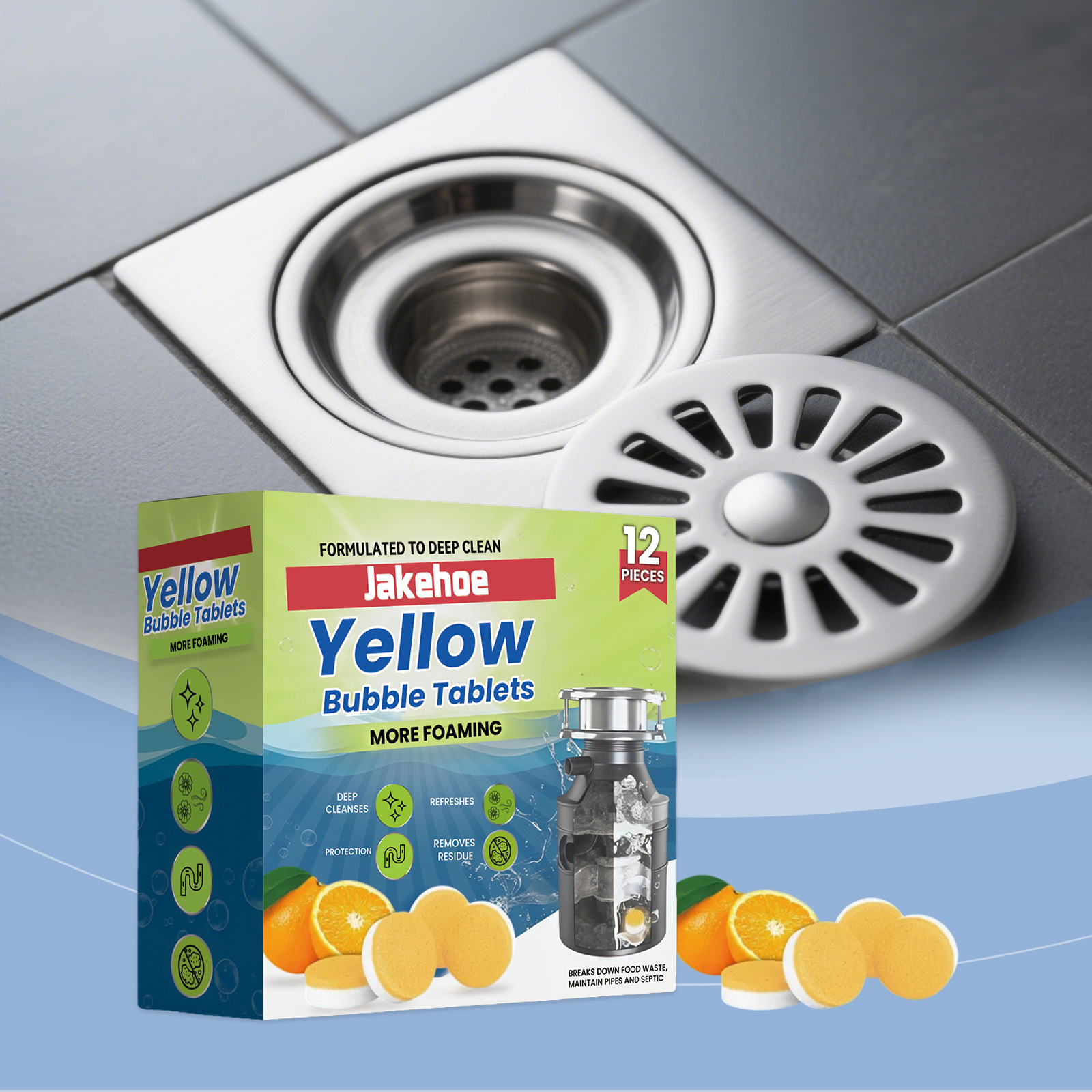 JAKEHOE 管道清洁片 家用清洁排水管下水道头发油垢堵塞疏通片