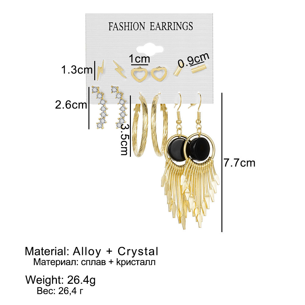 6 Pairs Retro Leaf Alloy Plating Inlay Carving Artificial Crystal Women's Drop Earrings Ear Studs display picture 7