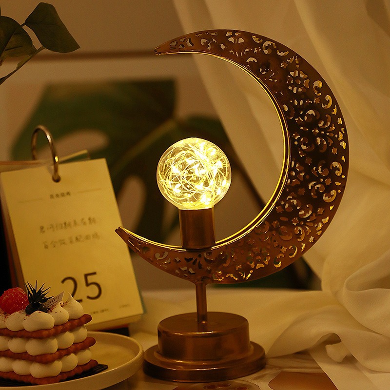 Lámpara LED de Luna Hueca Transfronteriza, Lámpara de Bola Redonda, Lámpara Decorativa para Días Festivos, Lámpara de Mesa para Dormitorio, Lámpara para Crear Atmósfera