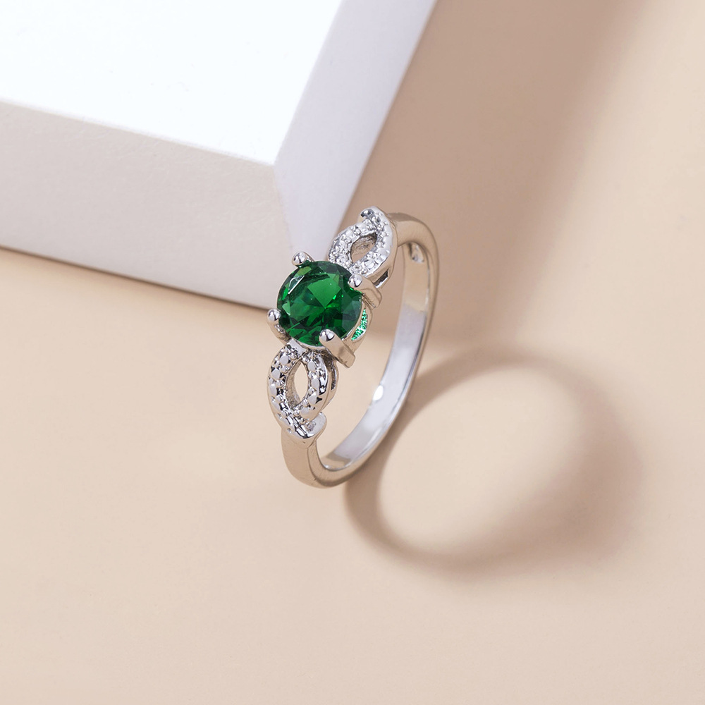 fashion green gemstone microinlaid zircon copper ring wholesale Nihaojewelry  NHDB402596picture3