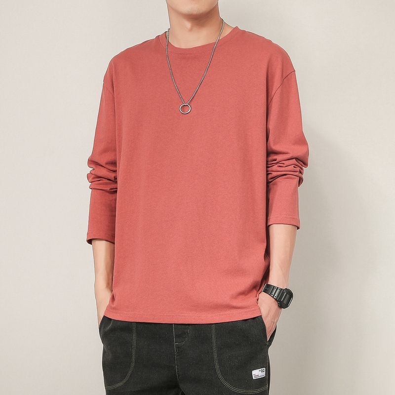 Camiseta blanca de manga larga básica, chaqueta de otoño, t coreana, cultura universal, chaqueta de hombre, una chaqueta de cabello