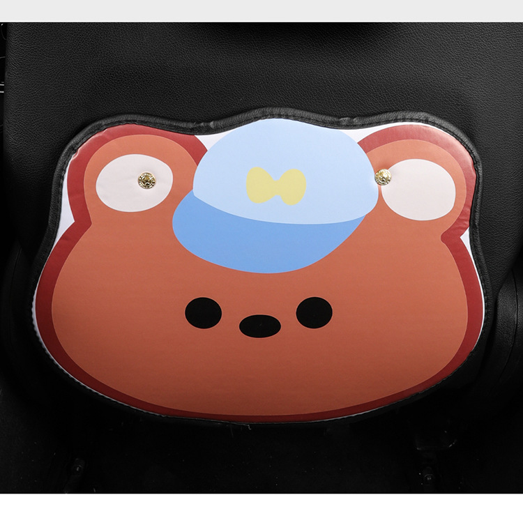 Blue Hat Bear Cartoon Car Anti-kick Pad Universal Rear Seat Back Anti-dirty Protective Pad Car Rear Seat Protective Pad