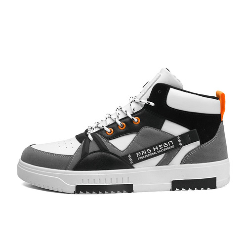 New trendy men's high-top shoes, versatile student sports casual shoes with soft soles, height-enhancing, anti-slip flat shoes