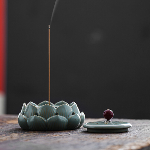 Incense burner tea ceremony home agarwood indoor lotus ceramic incense box sandalwood offering aromatherapy plate holder incense insert