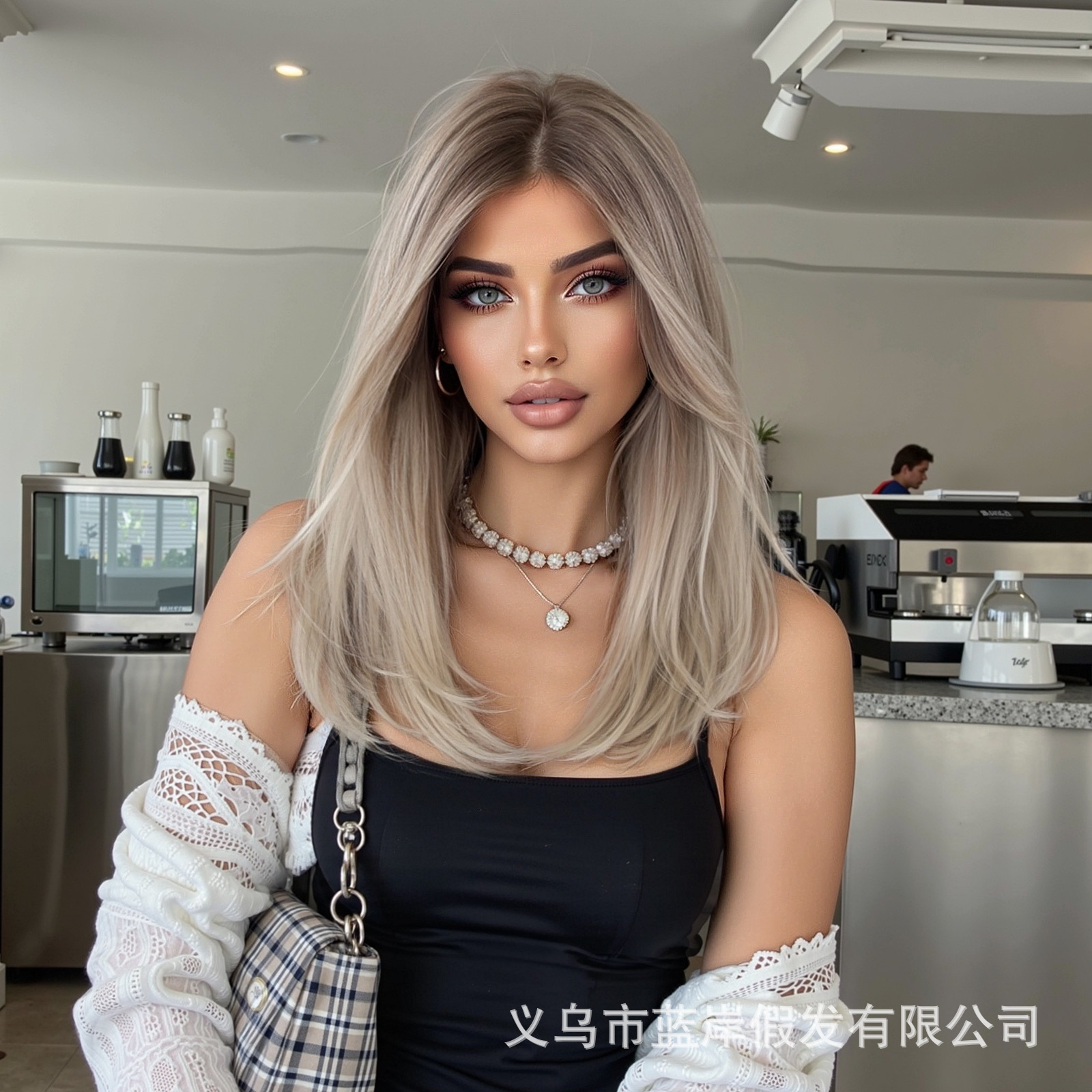 Peluca europea y americana, capa degradada para mujer, cabello medio y largo, peluca integral, cubierta de cabello de fibra química de alta calidad, wigs