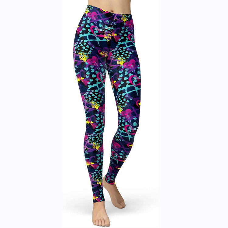 Abbigliamento da donna multicolore stampato slim fit fianchi sollevamento snellente grandi dimensioni corsa yoga fitness leggings_voghion.com