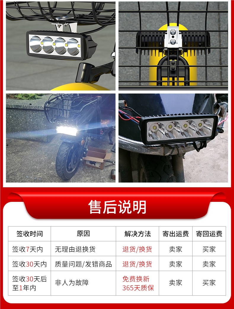 Electric Motorcycle Light Modified External Super Bright 12v60V LED Headlight