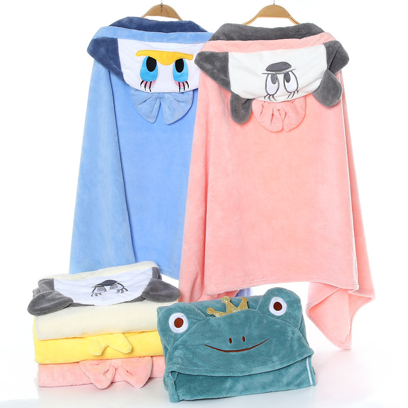 Cartoon Donald Duck Wearing Children's Bath Towel Cloak Baby's Cloak Mother and Baby Cuff Coral Fleece Bath Hooded Bath Towel