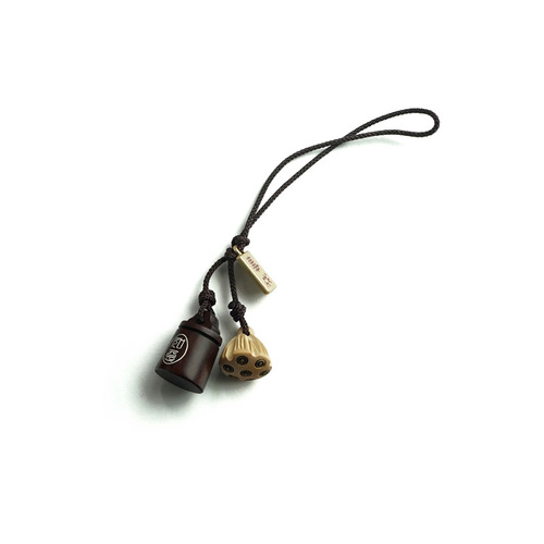 Blood sandalwood inlaid with silver Ruyi mobile phone chain Ruyi keychain lotus car bag pendant ethnic style accessories