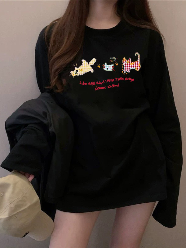 100%纯棉白色长袖t恤女新爆款设计感小众宽松慵懒风内搭打底衫潮|undefined