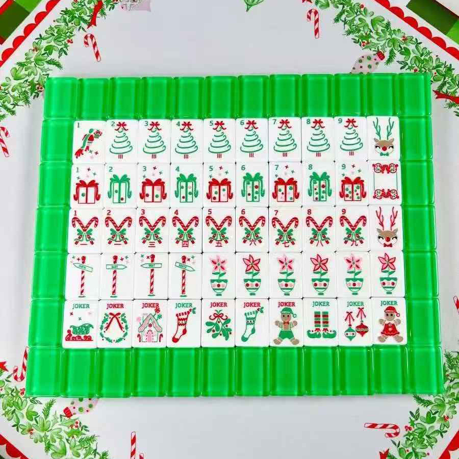 American Mahjong New Red Christmas Gemstone Double-Layer Acrylic American Mahjong Tiles Factory