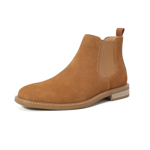 New Men's Shoes Chelsea Boots Men's Slip-On Trendy Boots Large Men's Faux Leather Short Boots Men's Genuine Leather Reverse Fur Boots Men