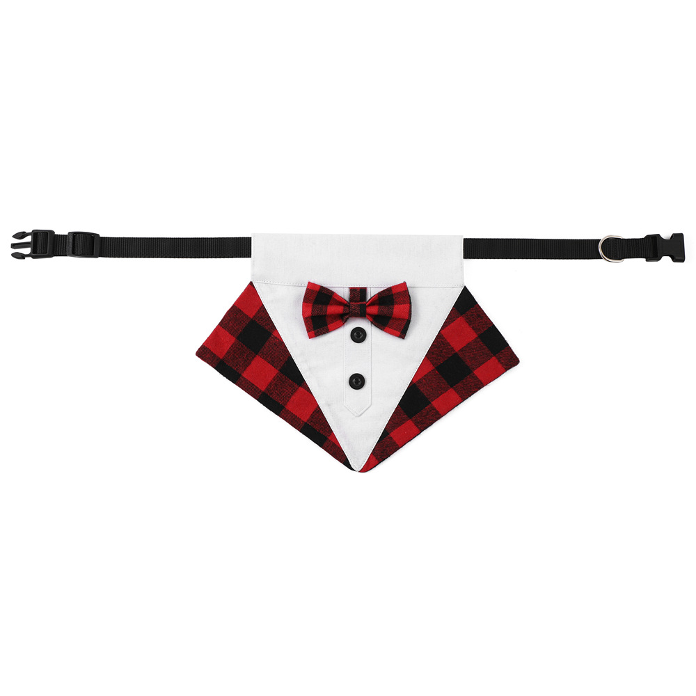 Tanpopo Navidad Plaid arco perro grande saliva toalla mascota perro triángulo toalla collar mascota al por mayor