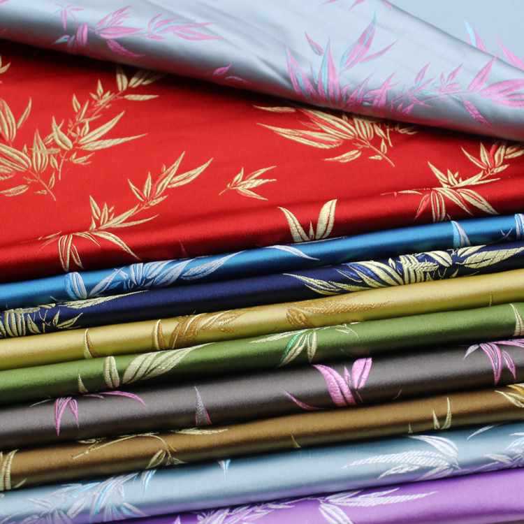 Handmade Silks and Satins Bamboo Leaf Fabric Chinese Style Jacquard Brocade Forged Cheongsam Baby Clothes Children's Clothing Han Dynasty Spun Silk Cloth Decoration