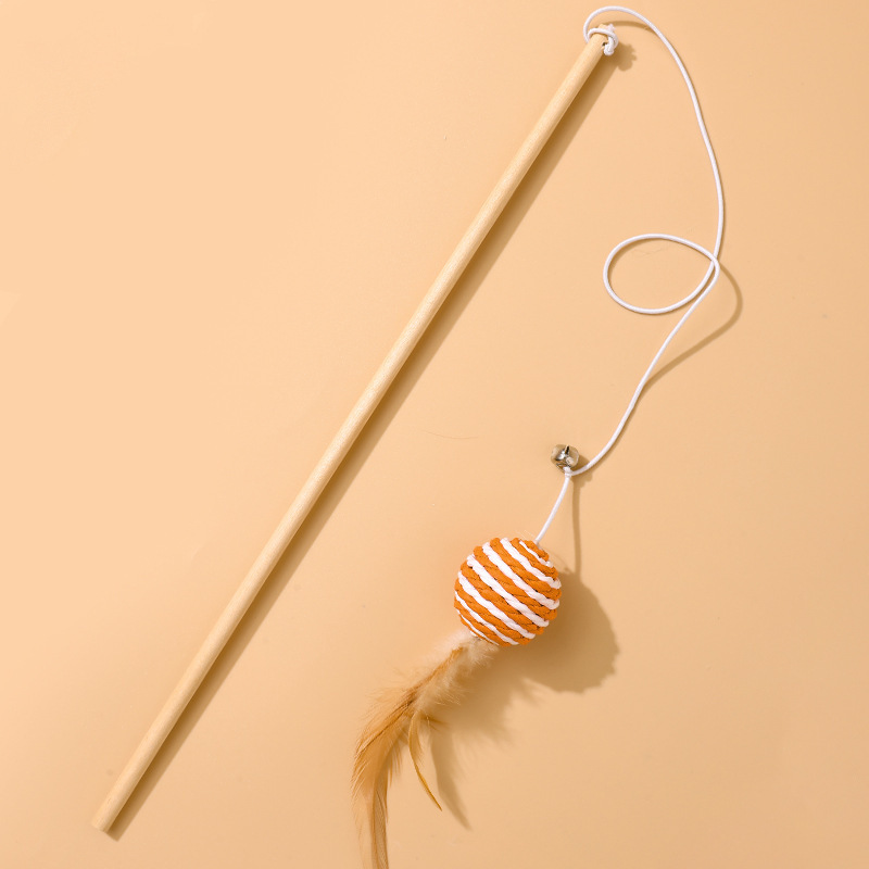 Juego de Varitas de Plumas para Gatos de Cuerda de Cáñamo Con Plumas y Cascabel para Gatos