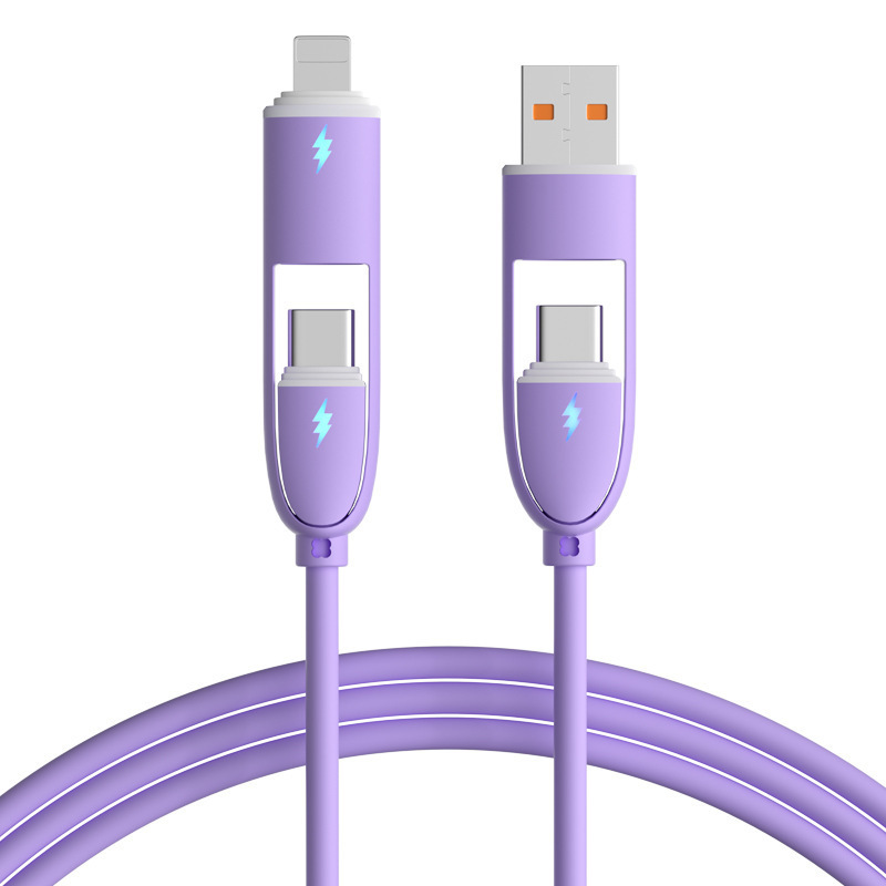 液体シリカゲル急速充電四合一データ線純色100Wはアップル15携帯電話充電線源工場を適用する|undefined