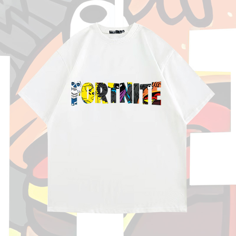 Bastion night cotton short-sleeved T-shirt student boys and girls summer fashion brand loose off-shoulder half-sleeve top