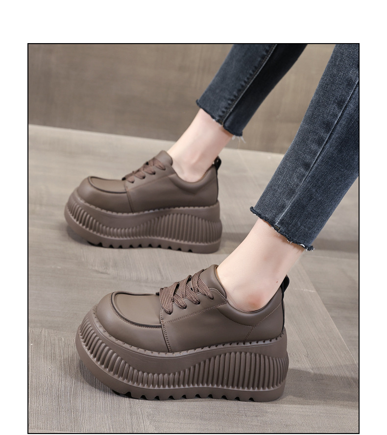 Giày sneaker nữ đế dày tăng chiều cao bên trong, đế bánh xốp mềm mại — Màu đen chi tiết 17