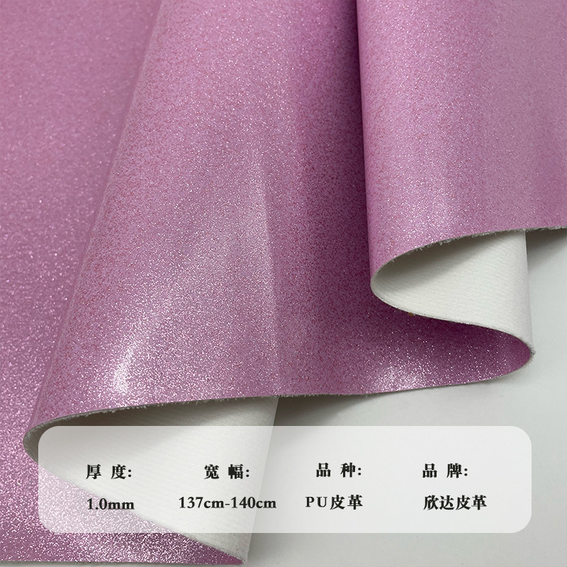 1.0mm polvo de cebolla verde polvo de oro brillante cristal grit pu zapatos de cuero equipaje perlado Gelit tela de cuero sintético