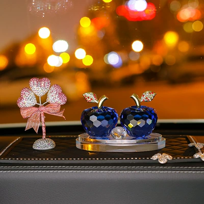 car men and women car | Car ornaments - blue-apple-diamond-encrusted-pink-heart-shaped-balloon-large-five-petal-flower