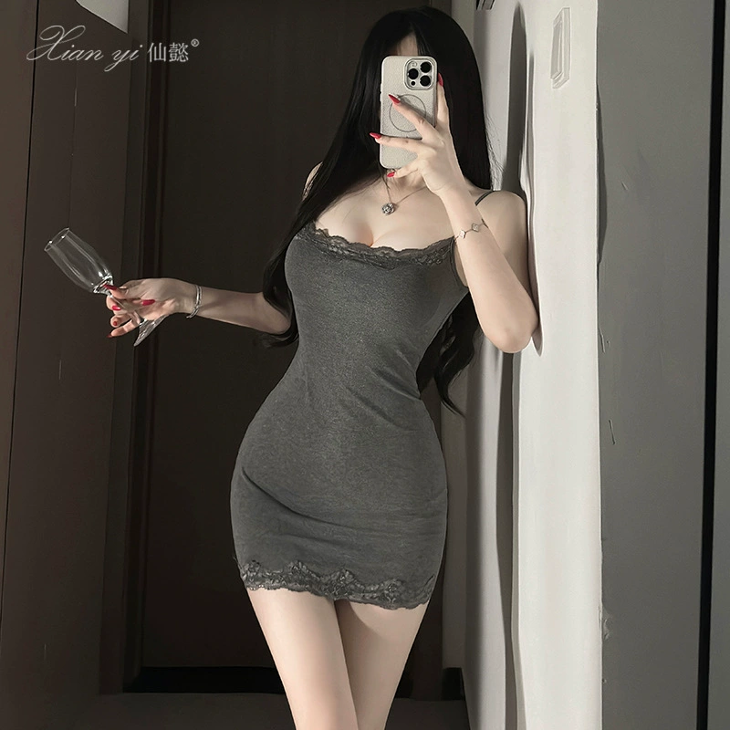 Женская летняя кружевная сексуальная ночная рубашка Xianyi, которую можно носить на улице, домашняя одежда для похудения Pure Desire, ощущение высокого класса 689.