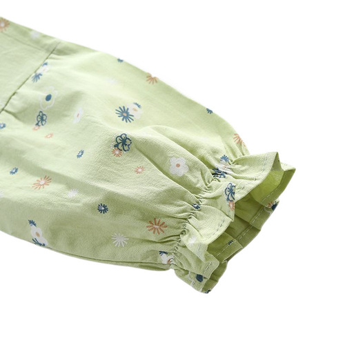 Women's Baby Jacket, Doll Shirt, 10% Cotton Spring and Autumn Style, Stylish Children's Casual Floral Open Top Shirt