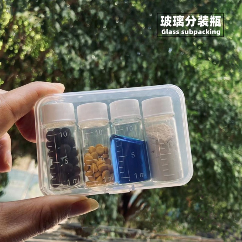 Bottle, glass powder, handheld transparent small container