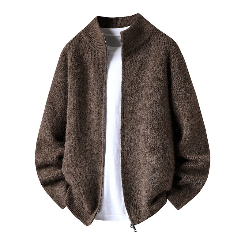 Explosiones transfronterizas de tamaño europeo de tamaño grande de cuello de pie chaqueta de camiseta de punto suéter hombre de alto nivel suéter de fábrica de dinero viejo lote