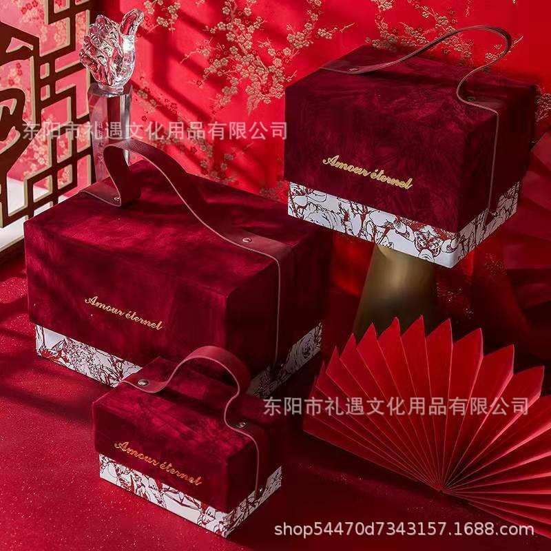 ヨーロッパのウェディングキャンディボックス、ギフトボックス、ハイエンドのリターンギフト、クリエイティブな結婚式のベルベット包装箱、ポータブル長方形ボックス|undefined