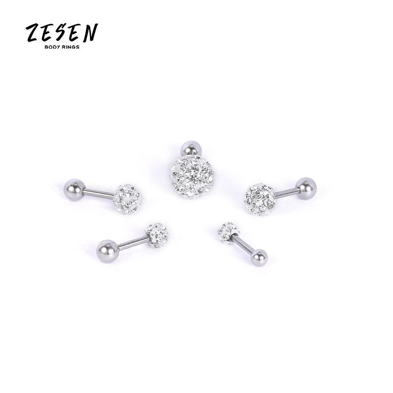 Silver pointed spike labret stud material detail