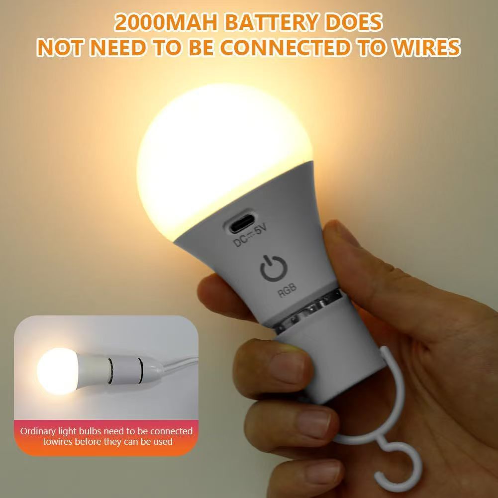 Sınır Ötesi Çok Satılan USB Şarjlı E27 E26 Ampul Üç Renkli RGB LED Ampul Uzaktan Kumanda Dokunmatik Anahtarlı Acil Lamba