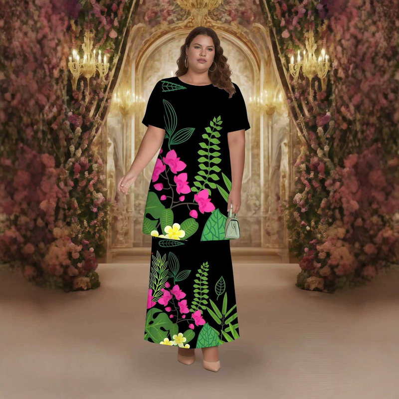 Rayon Fabric Bohemian Ethnic Style Dress Set for Casual Vacation and Island Travel