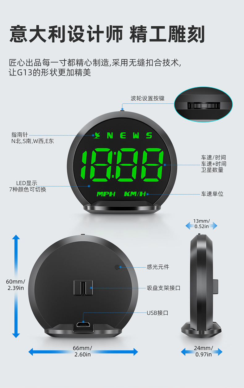 New cross-border colorful light HUD head-up display, universal car speedometer, GPS multi-function on-board computer