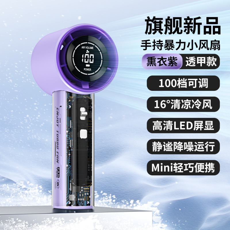国境を越えた新しい T17 高速ハンドヘルド透明メカファン USB ミニポータブル 100 スピード暴力的なターボファン|undefined