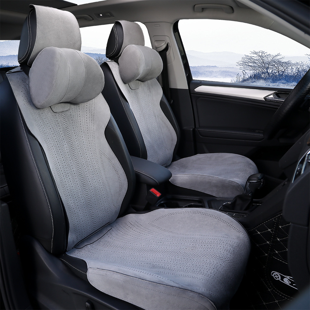 新款汽车坐垫四季通用翻毛皮座垫半包座套座椅套车座垫座位垫