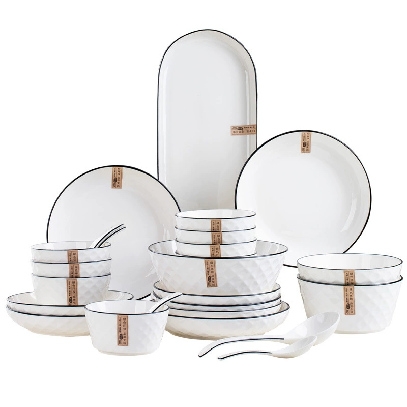 Creative ceramic soup bowl for food, tableware, diamond set