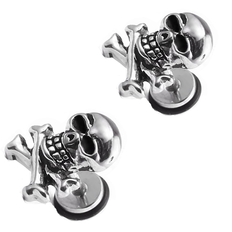 1 Piece Ear Cartilage Rings & Studs Punk Simple Style Skull Titanium Steel Ear Cartilage Rings & Studs display picture 3