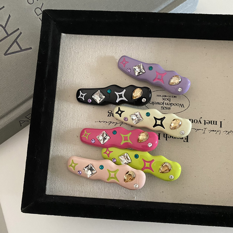 Glitzernde Stern Haarklammer Mit Strass Candy Farben Haarspange_voghion.com