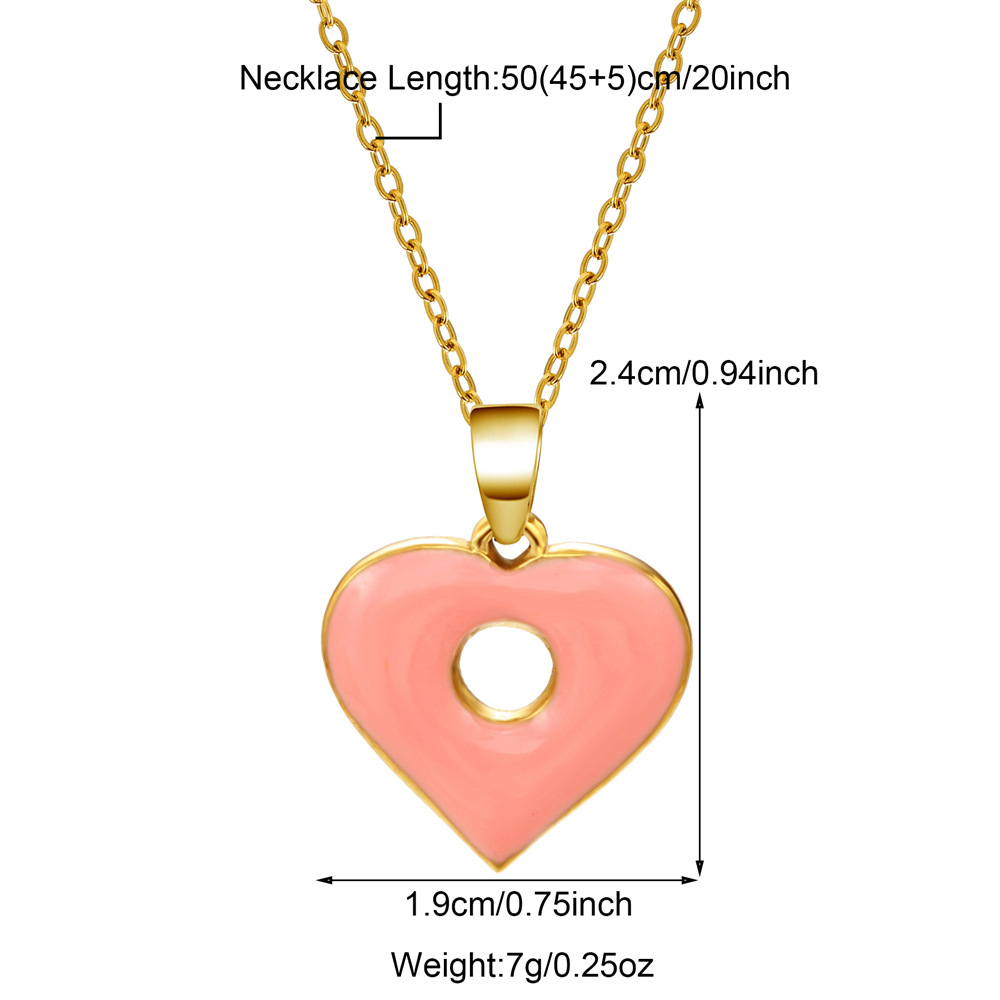 11g Weight 18K Gold Plated Plating Material 304 Stainless Steel Pendant Material Pendant Necklace Classification 304 Stainless Steel Chain Material 1 Piece Quantity Holiday, Daily Occasion 304 Stainless Steel Material Heart Shape Pattern Women's Gender Enamel, Hollow Out Design Casual, Simple Style Style Wholesale Jewelry Casual Simple Style Heart Shape 304 Stainless Steel 18K Gold Plated Enamel Hollow Out Pendant Necklace 8