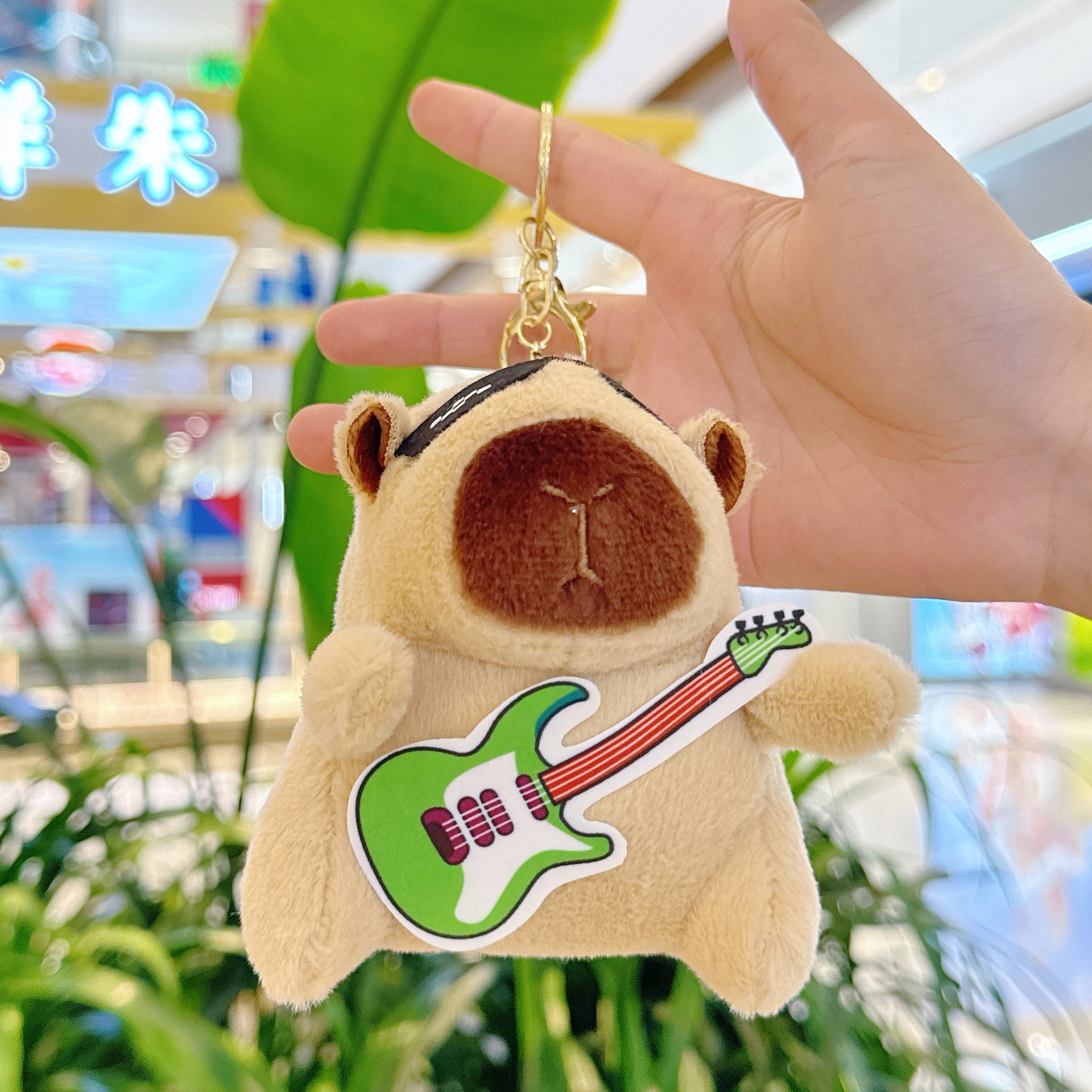 그린 기타 라이트 브라운 카피바라 + 골드 버클