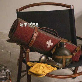 0B32批发SPW户外露营羊毛毯瑞士复古军毯便携收纳登山家用保暖加