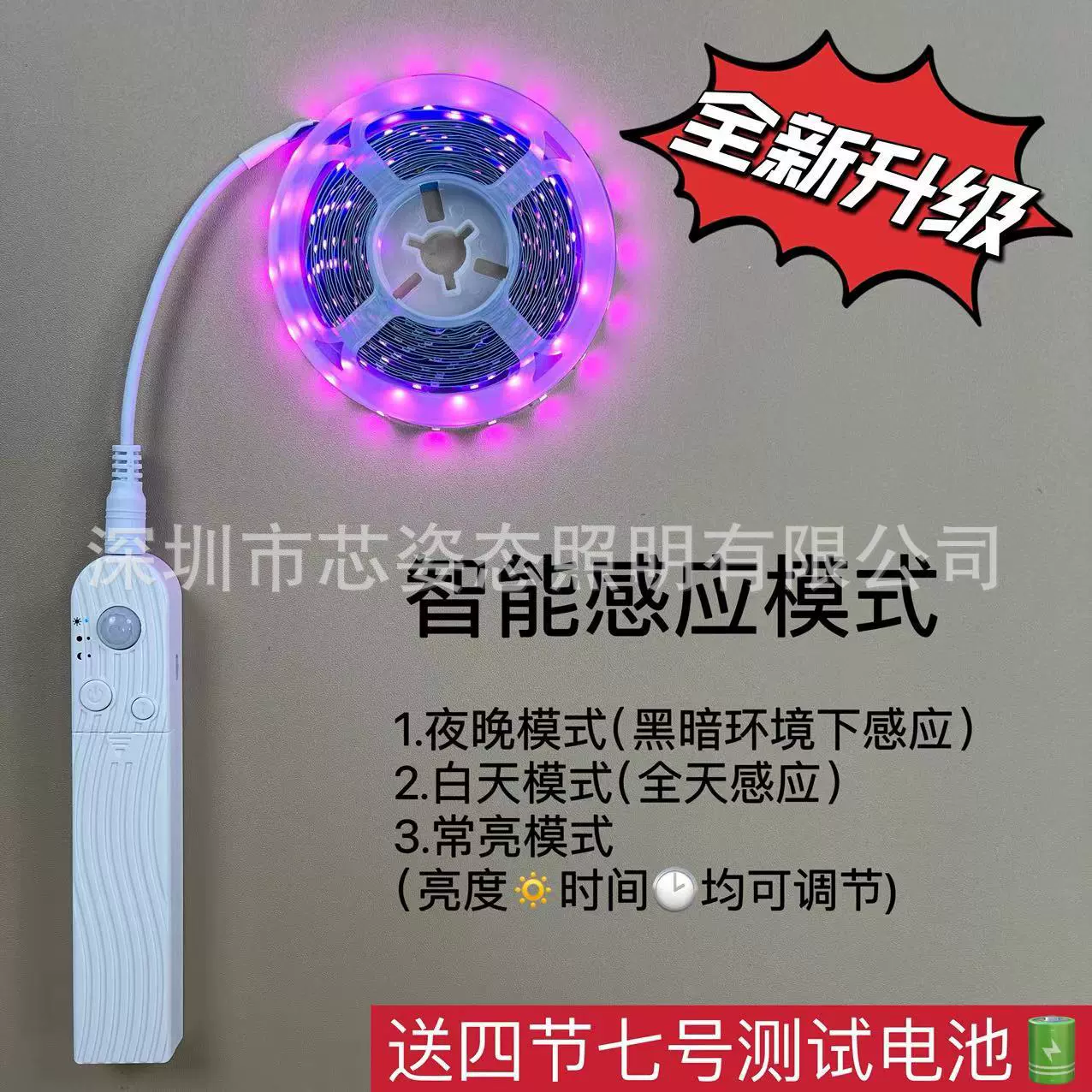 Smart physiological induction night light for bedroom for wardrobe, self-adhesive light strip, human sensor