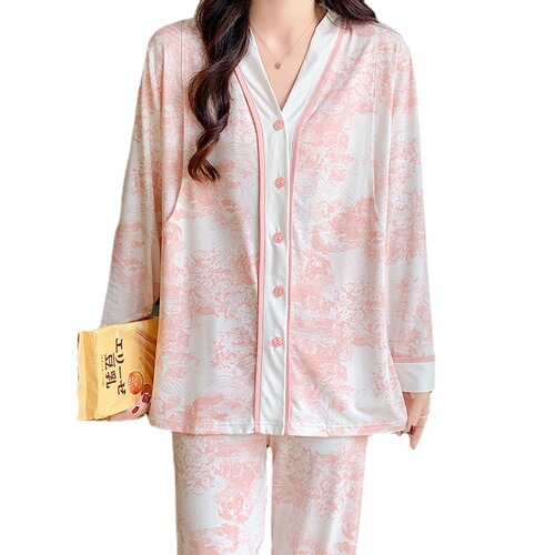 Thin Ice Silk Cotton Modal Confinement Clothes Maternity Prenatal and Postpartum Breastfeeding Pajamas Confinement Clothes Spring and Summer Set