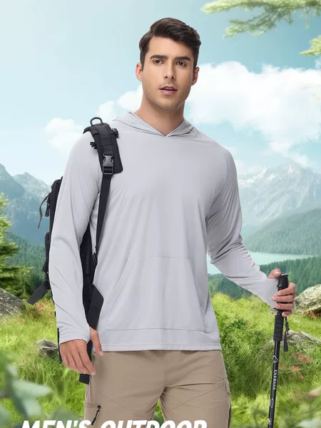 Summer Outdoor Men's Sun Protection Clothing, Cross-Border European and American Style, Uv Protection Running Long-Sleeve T-Shirt with Thumb Holes