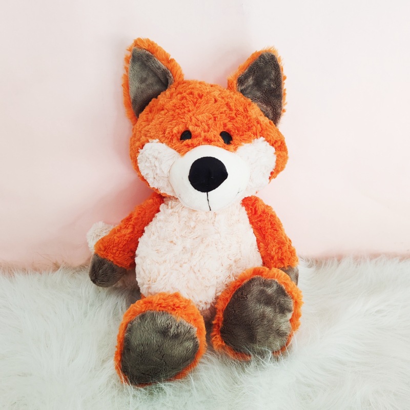 Linda caricatura naranja zorro mapache muñeca bosque animal peluche agarre muñeca regalo de cumpleaños para niños