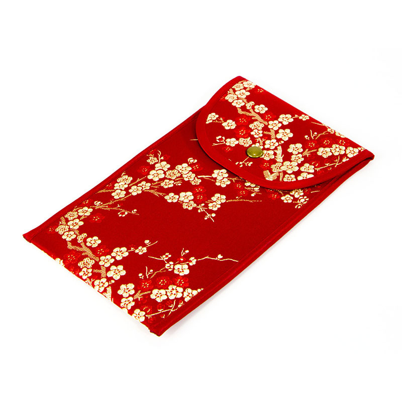 厂家红色锦缎布艺红包 刺绣logo锦布利是封 暗扣翻盖礼品小布袋