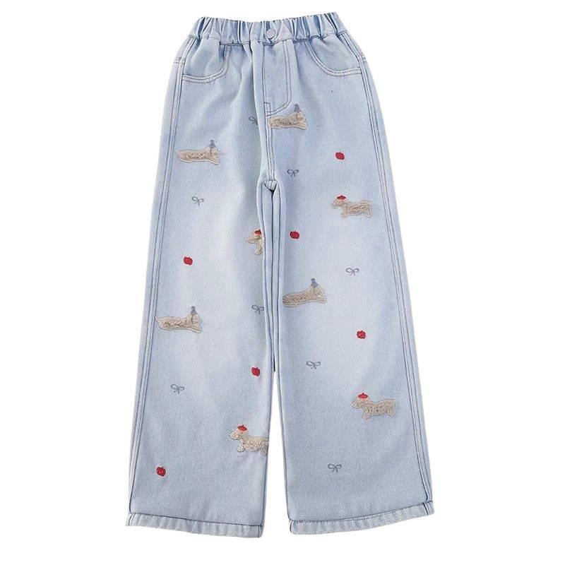 女の子パンツ、秋冬アウター、8歳女の子ワイドパンツ、7プラスベルベットパンツ、厚手6、冬年長児ジーンズ9|undefined